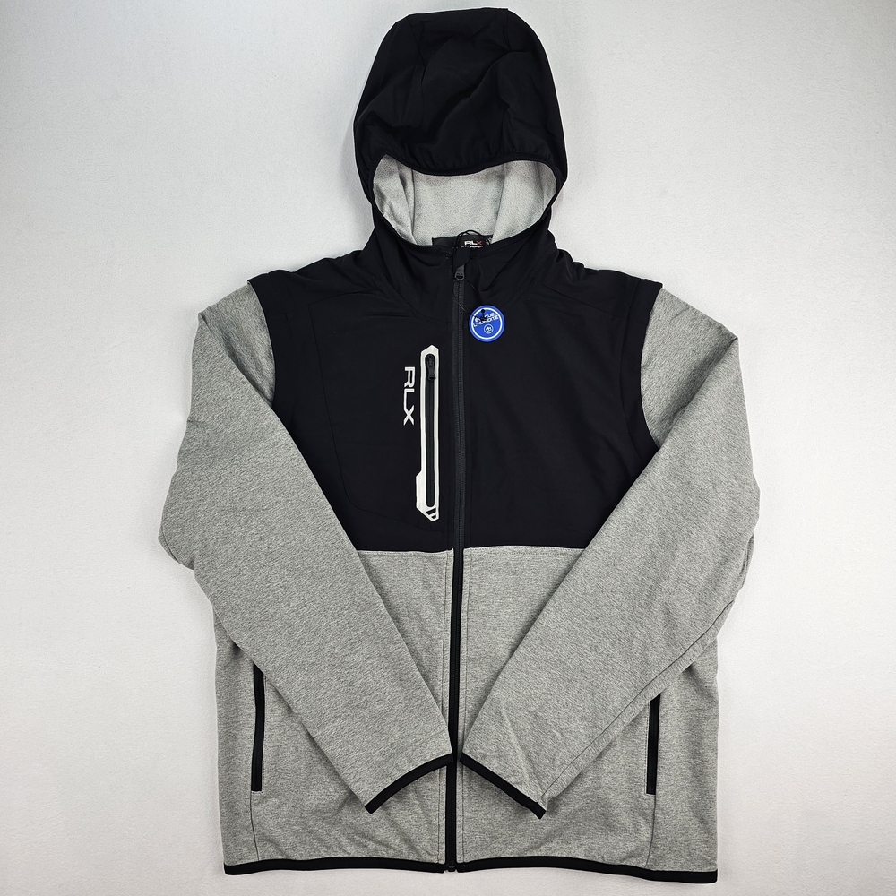 RLX Ralph Lauren Full Zip Golf Hoodie Vest Men’s Size M Wicking Black/Gray $248